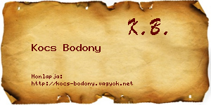 Kocs Bodony névjegykártya